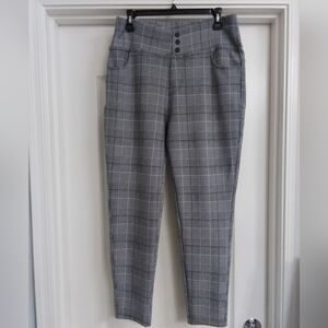 Stylish Women's Gray Checkered Ankle Pants